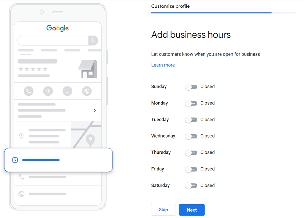 add your business operating hours to your Google Business Profile