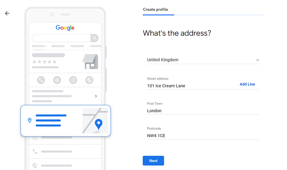 add your physical address in Google Business Profile