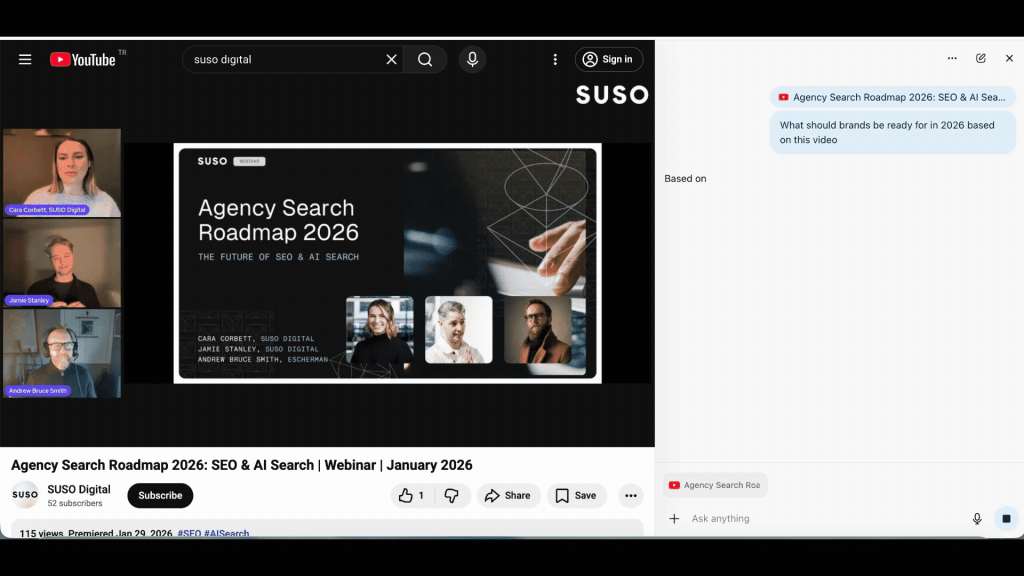 ChatGPT Atlas browser used to extract insights from a YouTube video